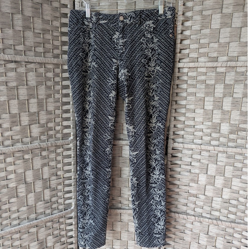 Pilcro‎ and the Letterpress Anthro Corduroy Pants Navy Floral Serif Womens Sz 30